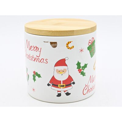 Pojemnik ceramiczny z dekorem Merry Christmas 400 ml 10 x 10 x 10 cm biały