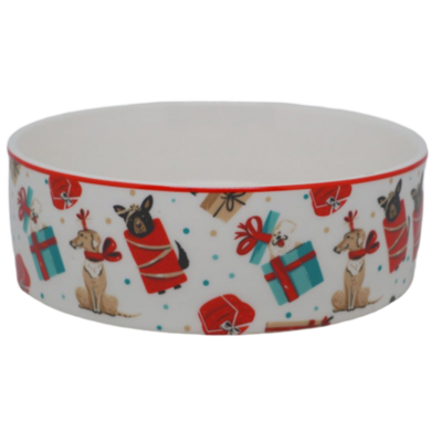 Miska porcelanowa dla psa świąteczna wzór I 15 x 15 x 5 cm