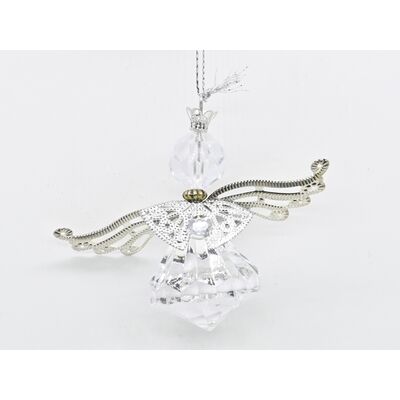 Zawieszka plastikowa anioł 8 cm srebrny
