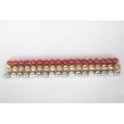 Bombka plastikowa 4 cm 18 sztuk czerwony / złoty / srebrny