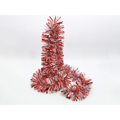 Łańcuch choinkowy grubo / cienko cięty 11 x 200 cm srebrno-czerwony
