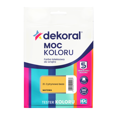 Farba lateksowa do wnętrz MOC KOLORU TESTER Cytrynowa beza 0,04 l Dekoral