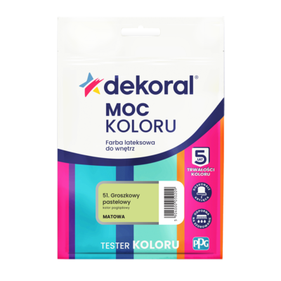 Farba lateksowa do wnętrz MOC KOLORU TESTER Groszkowy pastelowy 0,04 l Dekoral