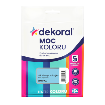 Farba lateksowa do wnętrz MOC KOLORU TESTER Niezapominajka 0,04 l Dekoral