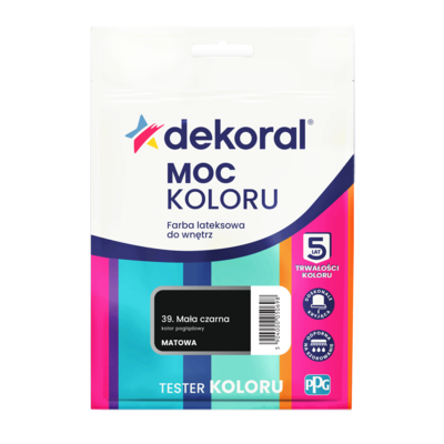 Farba lateksowa do wnętrz MOC KOLORU TESTER Mała czarna 0,04 l Dekoral