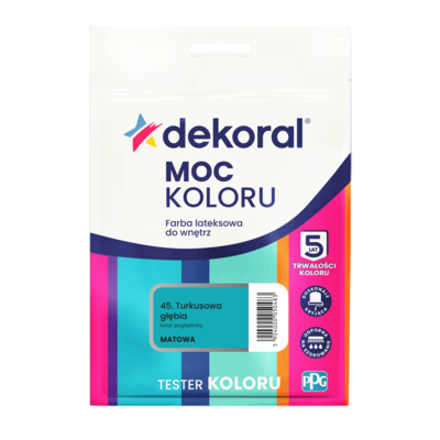 Farba lateksowa do wnętrz MOC KOLORU TESTER Turkusowa głębia 0,04 l Dekoral