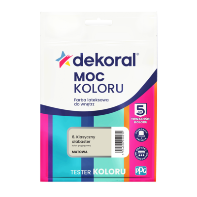 Farba lateksowa do wnętrz MOC KOLORU TESTER Klasyczny alabaster 0,04 l Dekoral