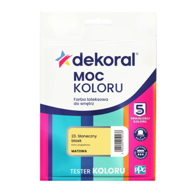 Farba lateksowa do wnętrz MOC KOLORU TESTER Słoneczny blask 0,04 l Dekoral