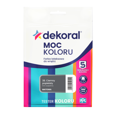 Farba lateksowa do wnętrz MOC KOLORU TESTER Ciemny popielaty 0,04 l Dekoral