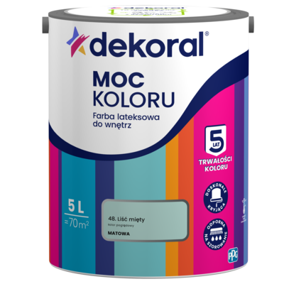 Farba lateksowa do wnętrz MOC KOLORU Liść mięty 5 l Dekoral