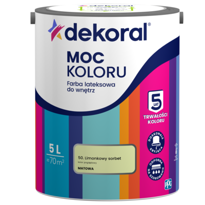 Farba lateksowa do wnętrz MOC KOLORU Limonkowy sorbet 5 l Dekoral