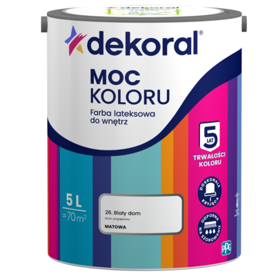 Farba lateksowa do wnętrz MOC KOLORU Biały dom 5 l Dekoral