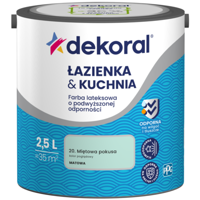 Farba lateksowa o podwyższonej odporności ŁAZIENKA  KUCHNIA Miętowa pokusa 2,5 l Dekoral