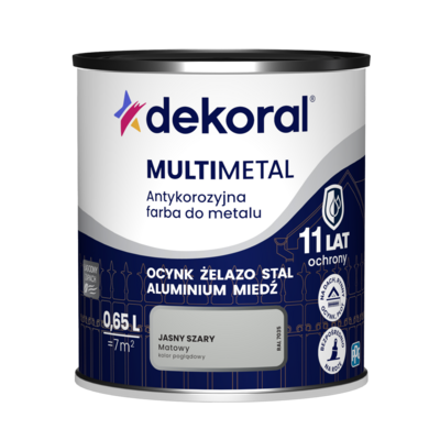 Farba antykorozyjna do metalu MULTIMETAL Jasny szary 0,65 l Dekoral