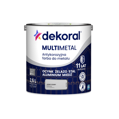 Farba antykorozyjna do metalu MULTIMETAL Jasny szary 2,5 l Dekoral