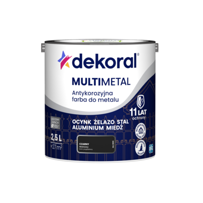 Farba antykorozyjna do metalu MULTIMETAL Czarny 2,5 l Dekoral