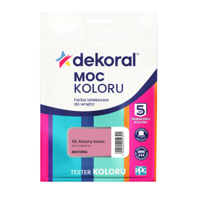 Farba lateksowa do wnętrz MOC KOLORU TESTER Różany kwarc 0,04 l Dekoral