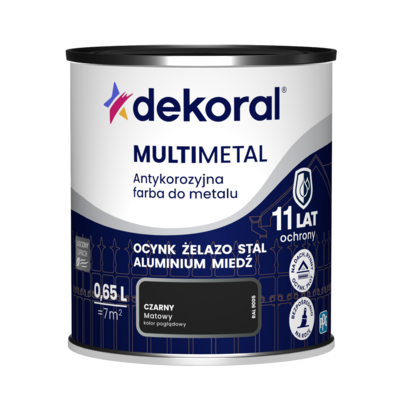 Farba antykorozyjna do metalu MULTIMETAL Czarny 0,65 l Dekoral