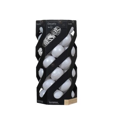 Bombka plastikowa 6 cm 35 sztuk biały