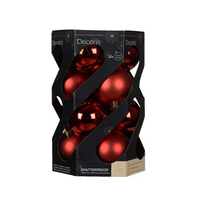 Bombka plastikowa 6 cm 12 sztuk czerwony