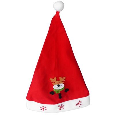 Czapka z wypukłą dekoracją renifer 28 x 40 cm biało-czerwony