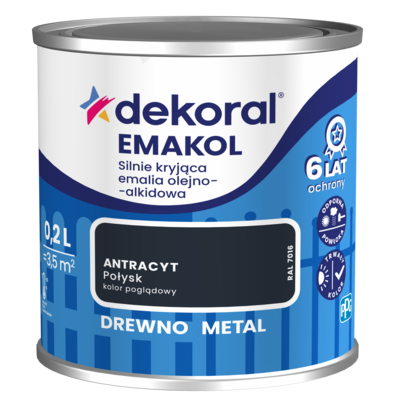 Emalia olejno-alkidowa EMAKOL Antracyt matowy 0,2 l Dekoral