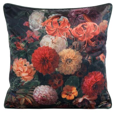 Poduszka dekoracyjna VELVET/110  45 x 45 cm zielono-pomarańczowy