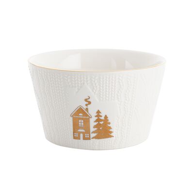Salaterka reliefowana złoty domek 12,8 cm