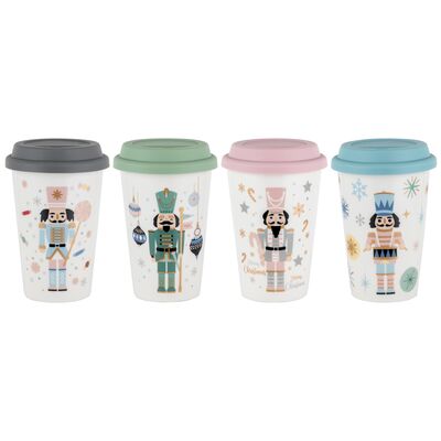 Kubek ceramiczny 390 ml z silikonową pokrywką Dziadek do orzechów