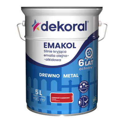 Emalia olejno-alkidowa EMAKOL Czerwony Karmin matowy 5 l Dekoral