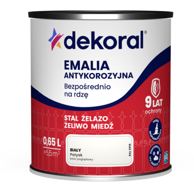 Emalia antykorozyjna Bezpośrednio na rdzę Biały połysk 0,65 l Dekoral