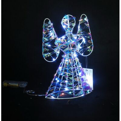 Anioł z rozłożonymi skrzydłami 35 LED zimny biały 25 cm