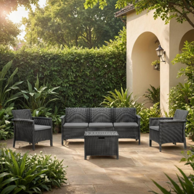 Zestaw mebli ogrodowych Venezia 5 osobowy grafitowy