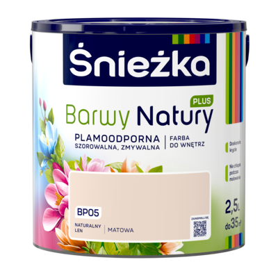 Farba lateksowa Barwy Natury PLUS naturalny len BP05 2,5 l Śnieżka