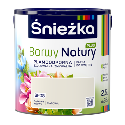 Farba lateksowa Barwy Natury PLUS piaskowy beżowy BP08 2,5 l Śnieżka