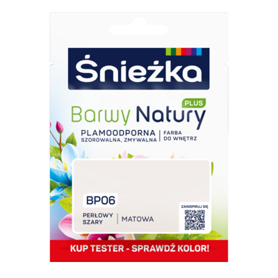 Farba lateksowa Barwy Natury PLUS TESTER perłowy szary BP06 25 ml Śnieżka