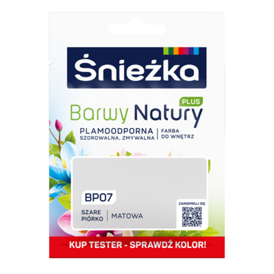 Farba lateksowa Barwy Natury PLUS TESTER szare piórko BP07 25 ml Śnieżka