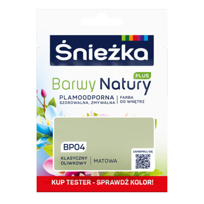 Farba lateksowa Barwy Natury PLUS TESTER klasyczny oliwkowy BP04 25 ml Śnieżka