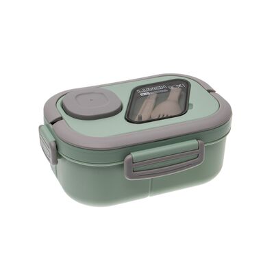 Lunchbox ze sztućcami Fresh Vegas 14,5 x 21 cm zielony