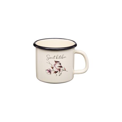 Kubek emaliowany z kalką Flores 12 cm 1 l wz. 1