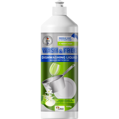 Płyn do mycia naczyń WASHFREE zielone jabłko i ekstrakt z szarotki alpejskiej 1000 g