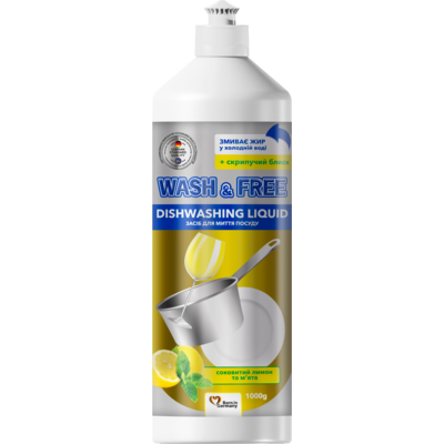 Płyn do mycia naczyń WASHFREE cytryna i mięta 1000 g