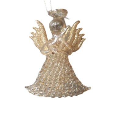 Zawieszka szklana aniołek 8 cm złoty