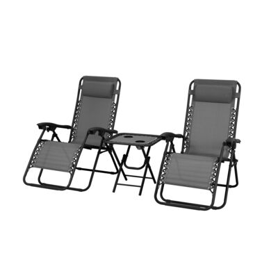 Zestaw ogrodowy stolik i 2 fotele szary