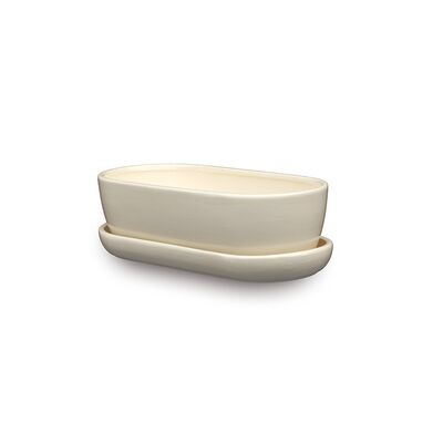 Donica ceramiczna kaktusiarka 1 z podstawką J1000 27,5 x 12,5 cm ecru