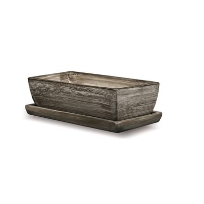 Donica ceramiczna Kaktusiarka Kwadrat Mały z podstawką R2223 29,5 x 13,5 cm szary