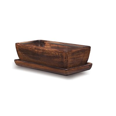 Donica ceramiczna Kaktusiarka Kwadrat Mały z podstawką R0723 29,5 x 13,5 cm brązowy