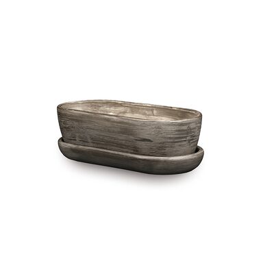 Donica ceramiczna Kaktusiarka 1 z podstawką R2223 27,5 x 12,5 cm szary