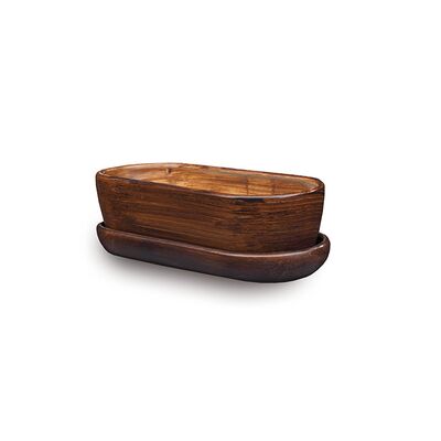 Donica ceramiczna Kaktusiarka 1 z podstawką R0723 27,5 x 12,5 cm brązowy