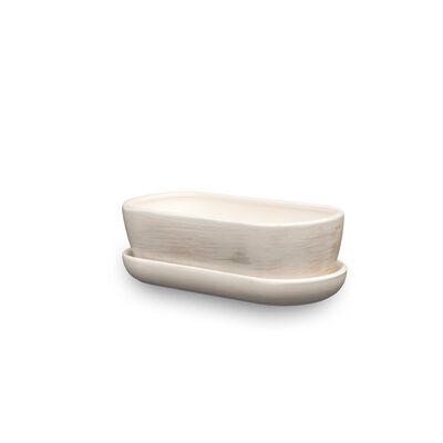 Donica ceramiczna Kaktusiarka 1 z podstawką R0123 27,5 x 12,5 cm beżowy